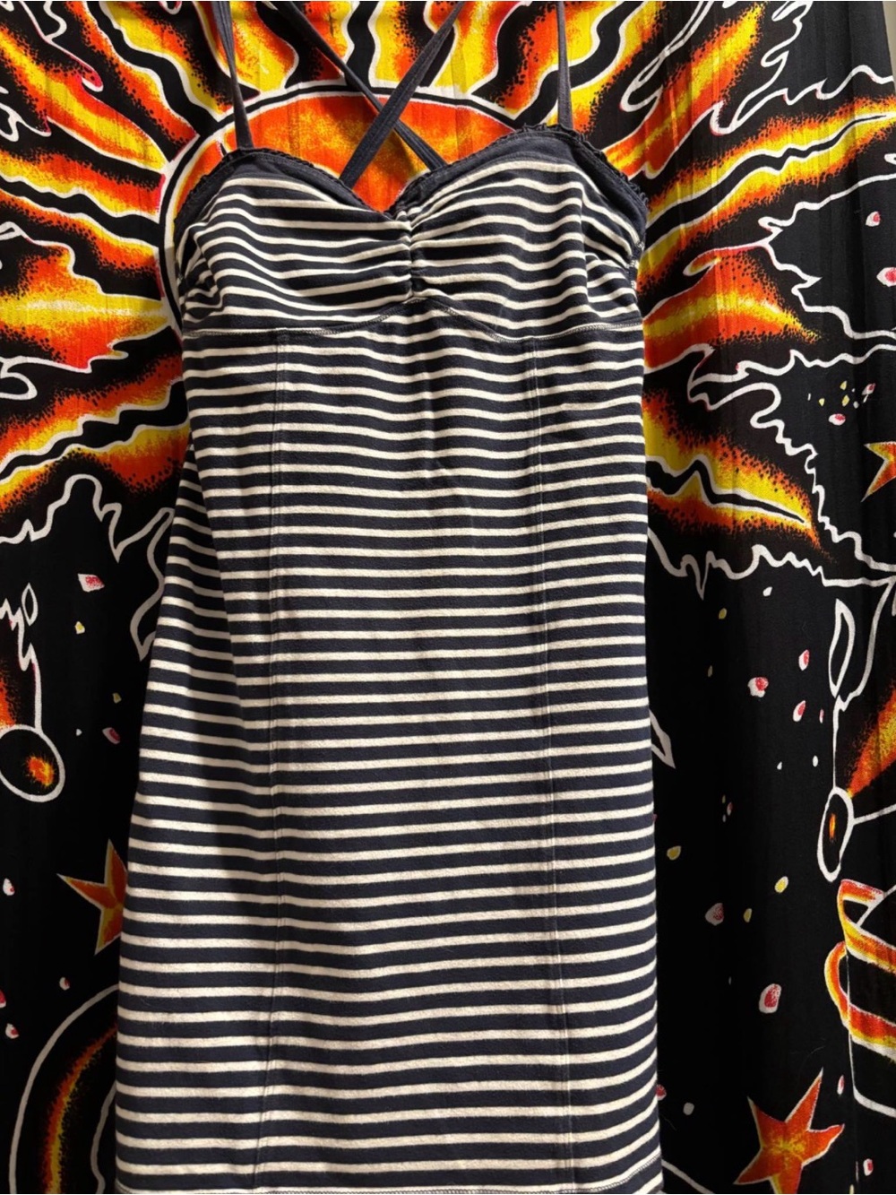Abercrombie & Fitch Navy and White Striped Tank Top